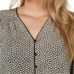 Closed Blouses Gathered Blouse C94282 247 P1 Ecru Gray