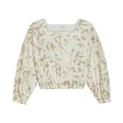 Closed Blouses Elastic Cropped Top Beige