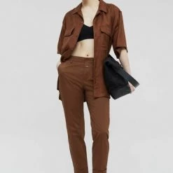 Closed Pantalons Slim Trousers With High Implication Brown -Closed Verkoopwinkel 85011b1dd12998179ffb4c7180805fe0