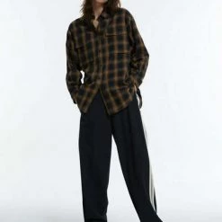 Longsleeve Shirts Blouse Closed Brown